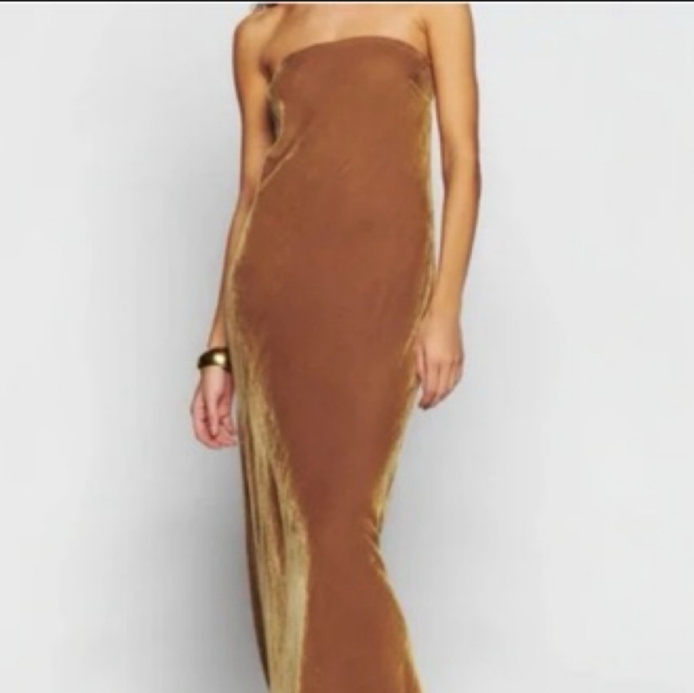Gianni Bini Golden Strapless Slip Dress Cocktail Nwt